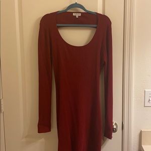 Fashion Nova Burgundy cut out sweater dress